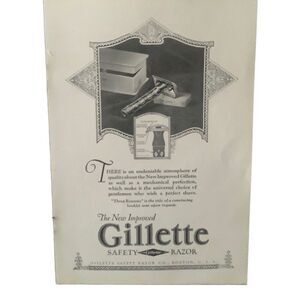 Vintage 1923 Gillette Safety Razor New Improved Ad Advertisment